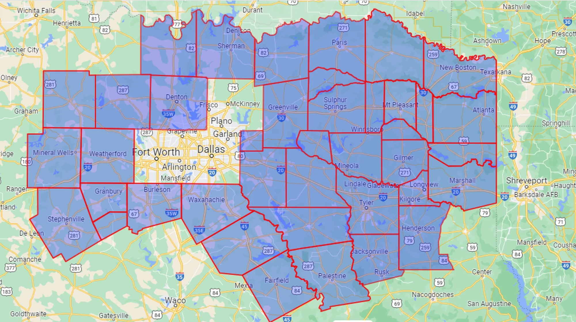 Southwest Steel Buildings service area map