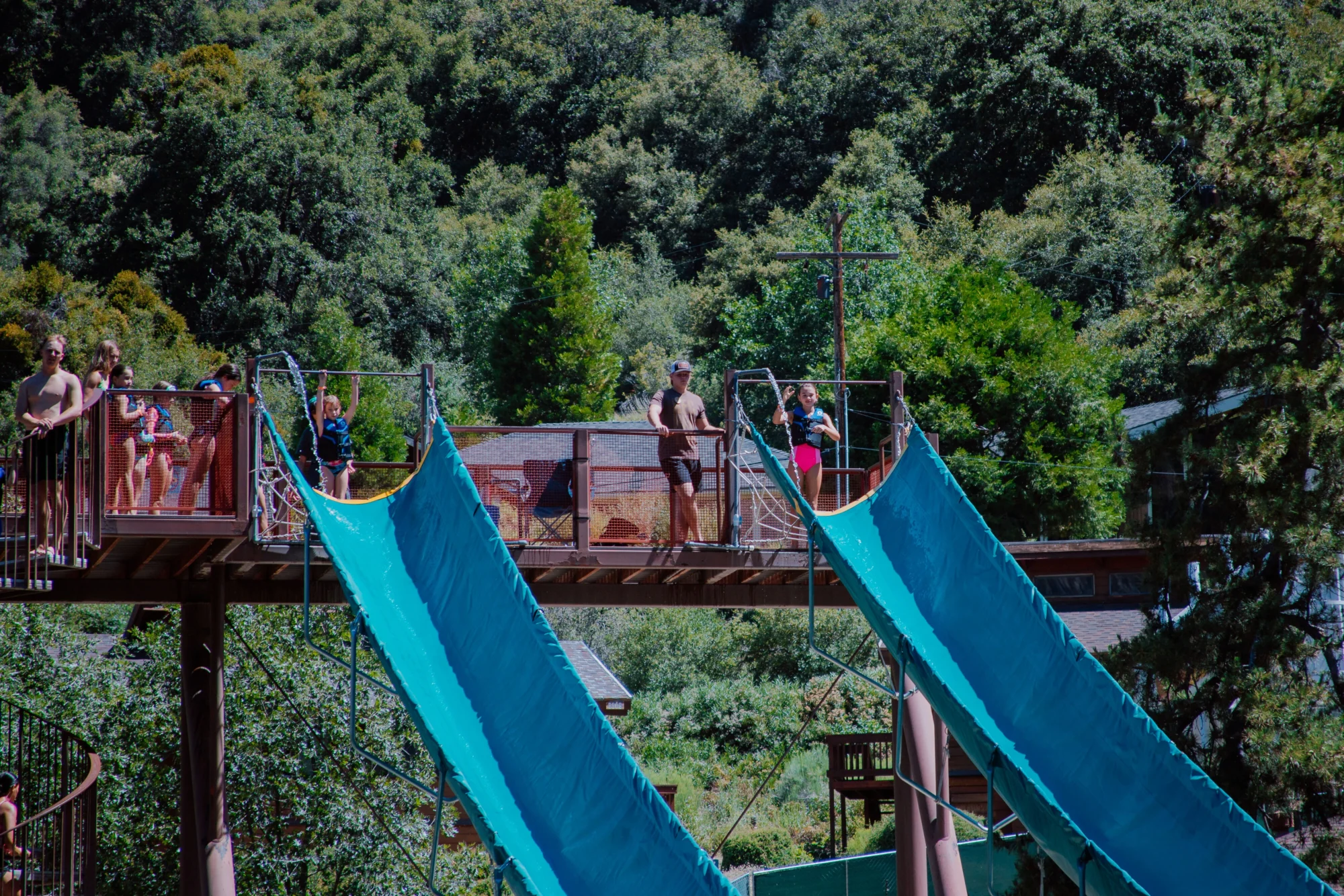 activities lake water slides platform wide view