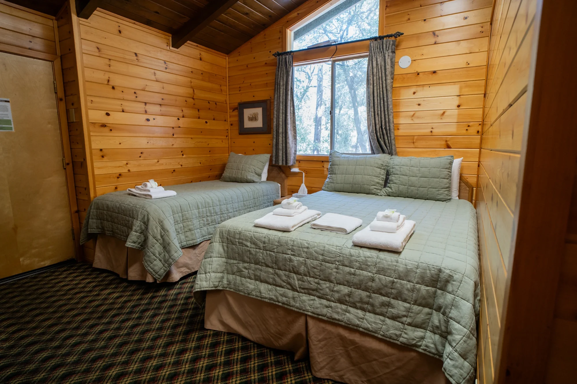 classic studio bedroom vaulted ceiling beds