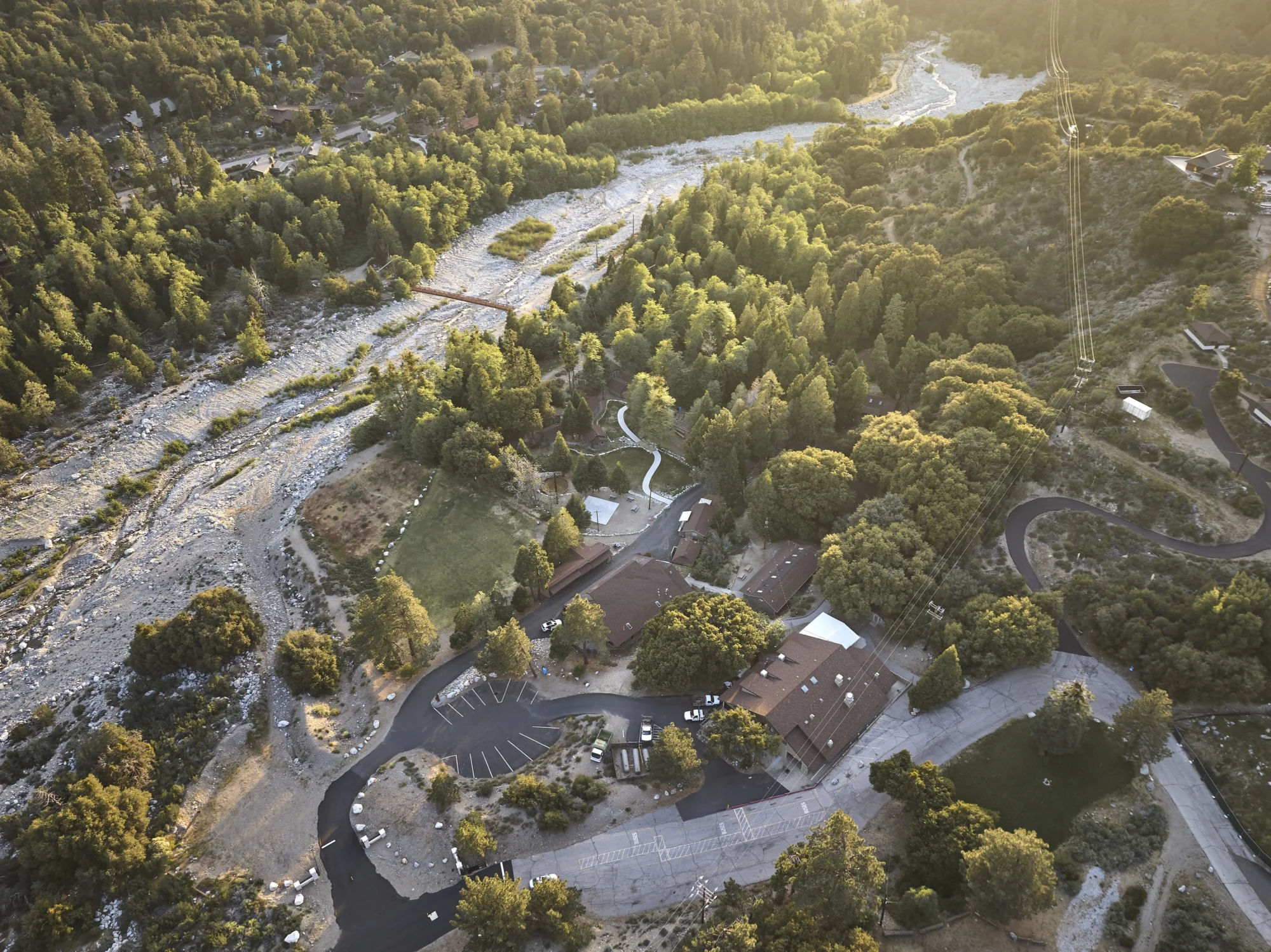 creekside property aerial view lodge buildings mountain creek
