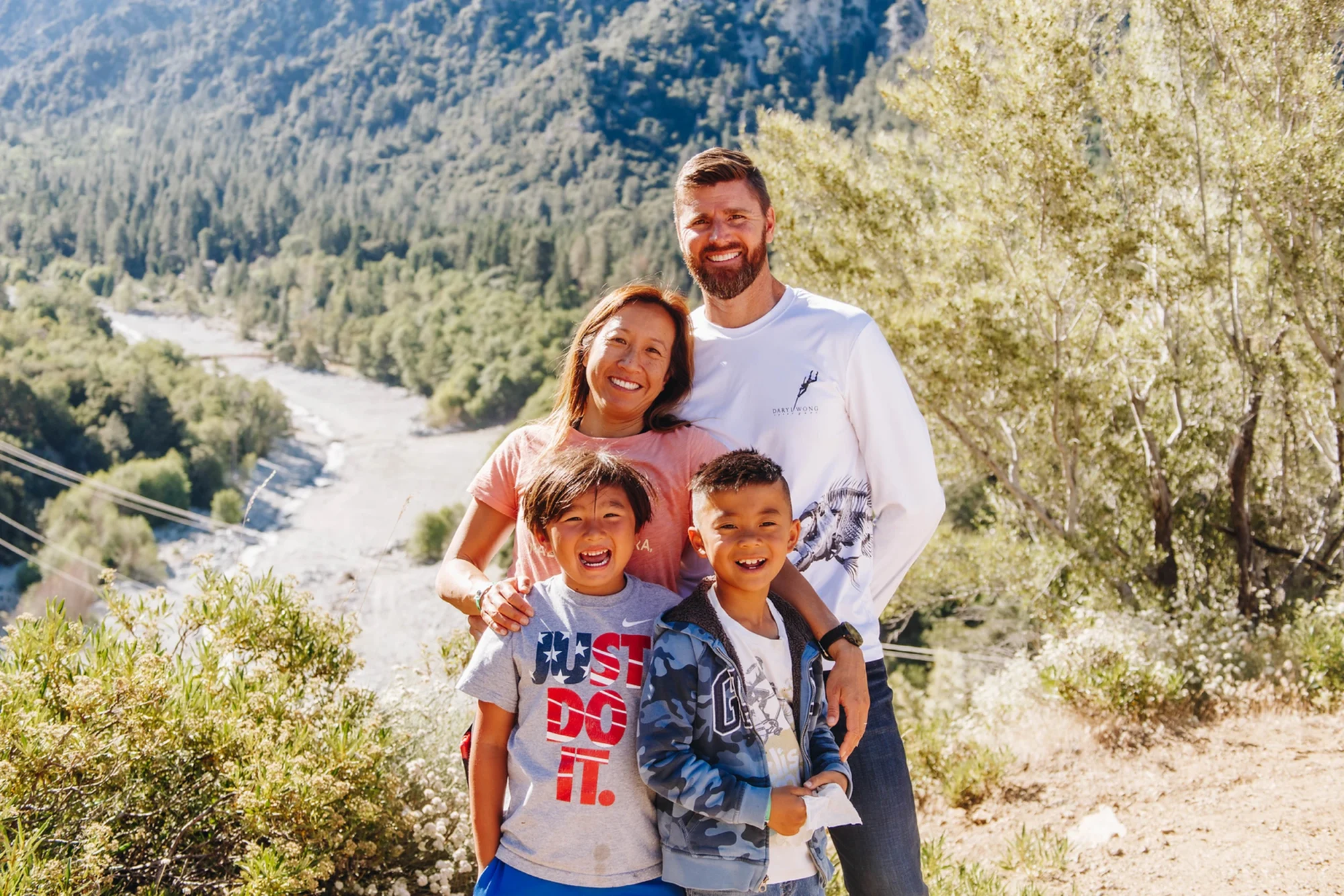 family four bearded dad mountain overlook scenic valley