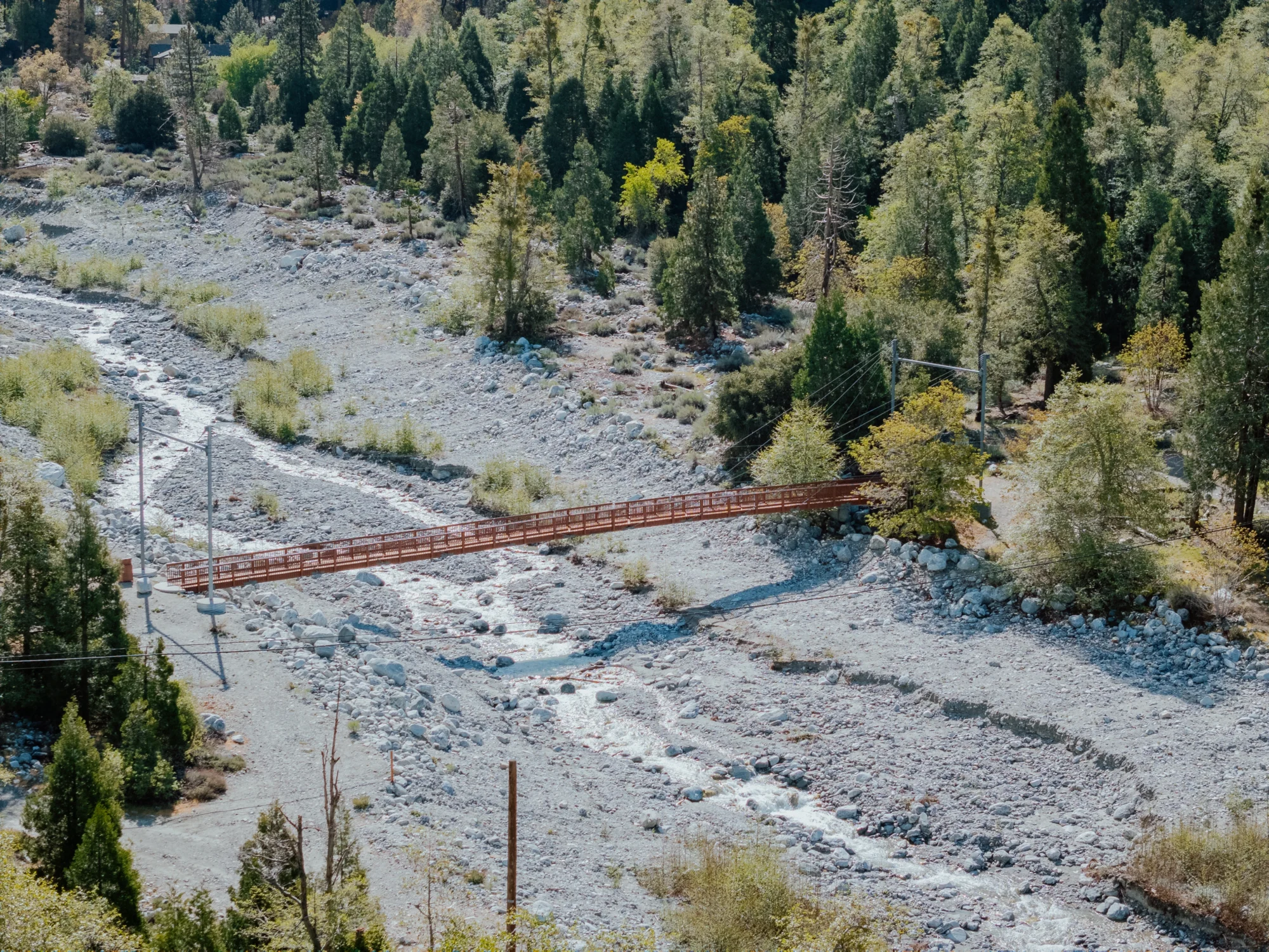 property aerial red bridge rocky creek