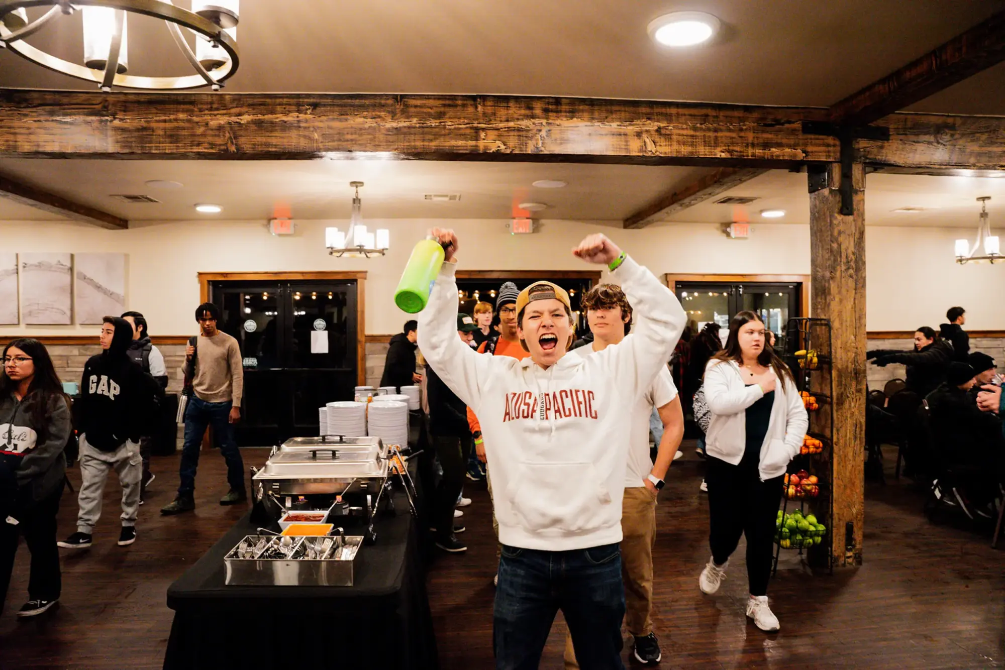 winter dining youth boy excited